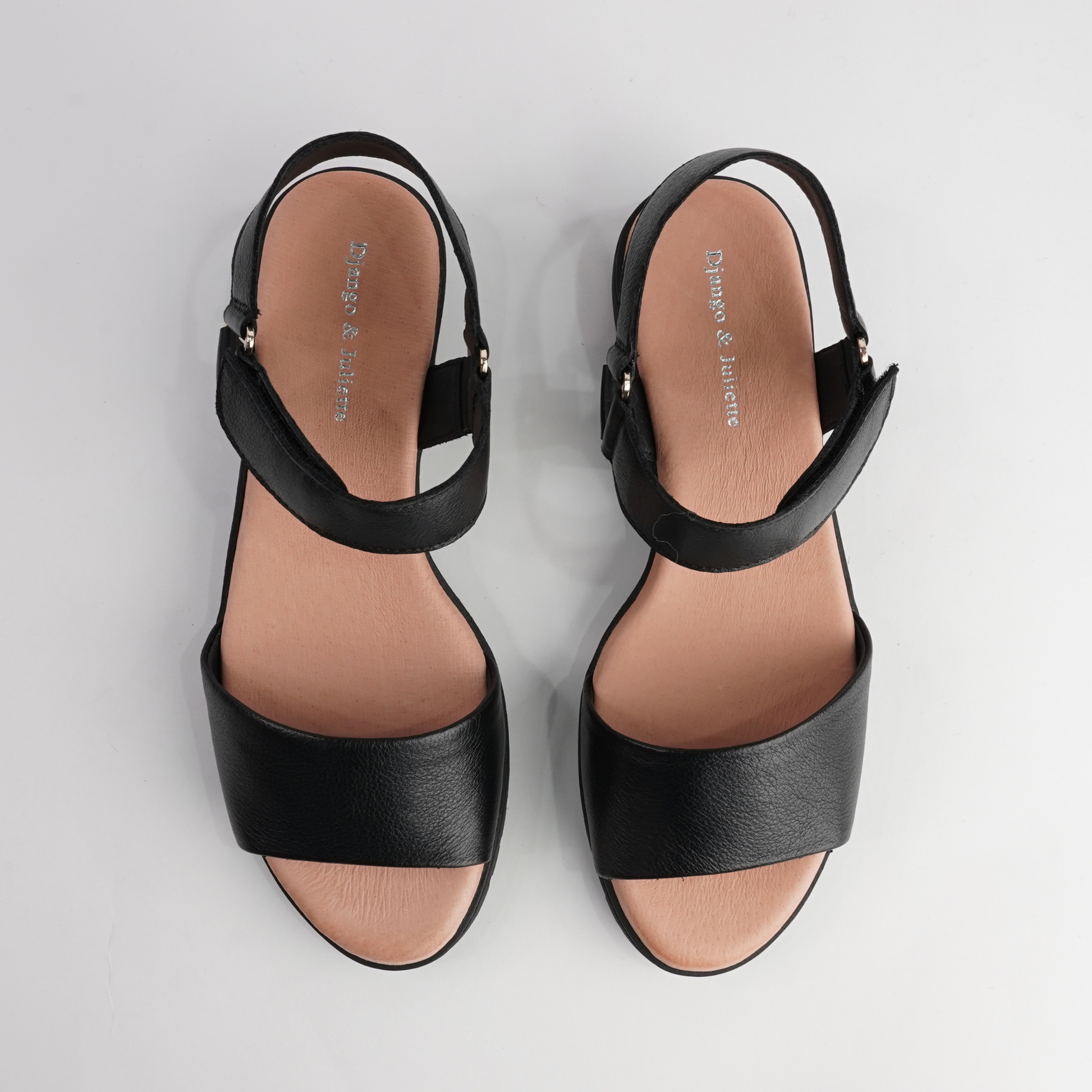 Minne Black/ Black Sole Leather Sandals