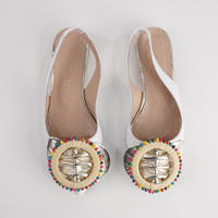 Vesper White/ Gold Leather Flats