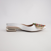 Vesper White/ Gold Leather Flats