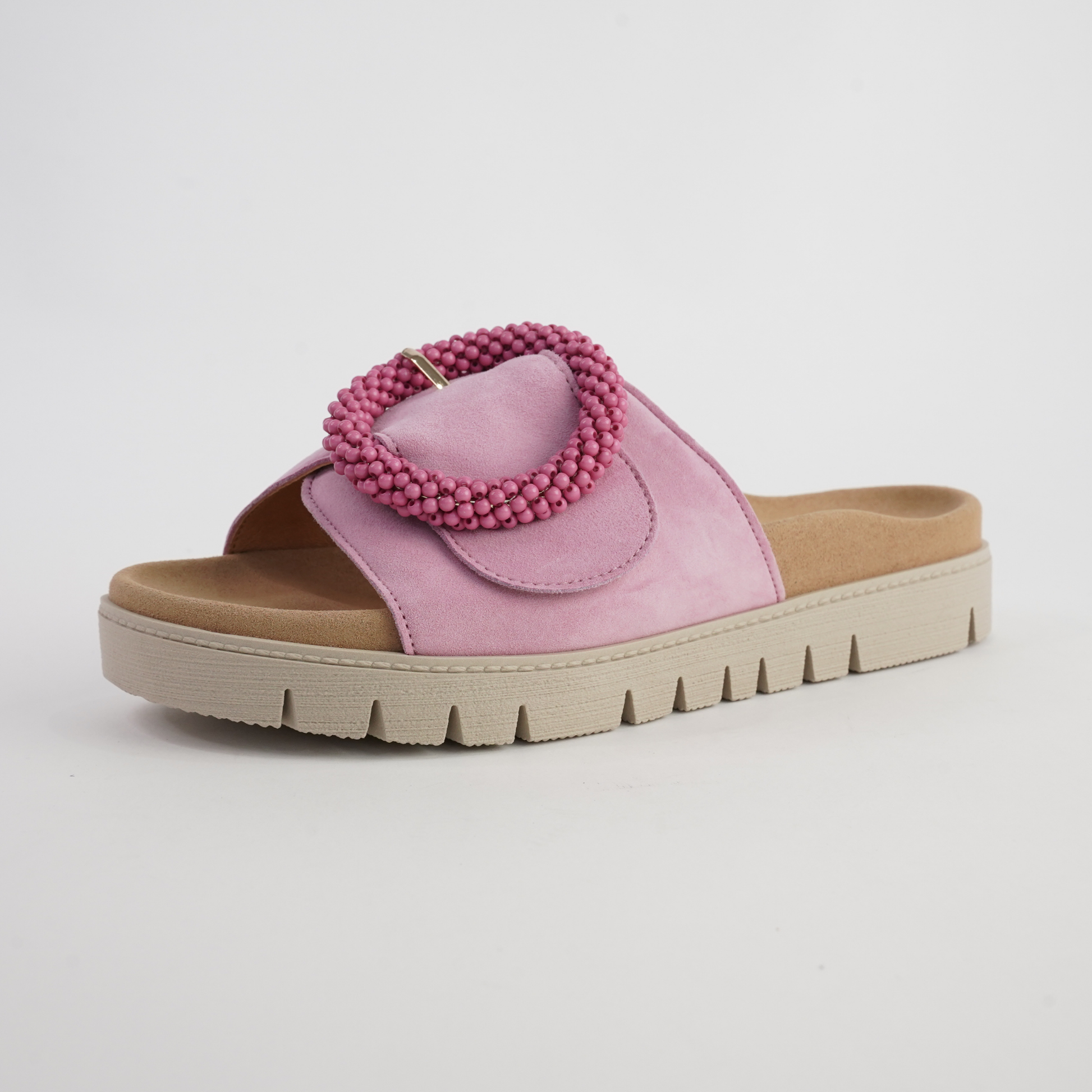 Lucille Soft Pink Suede Slides