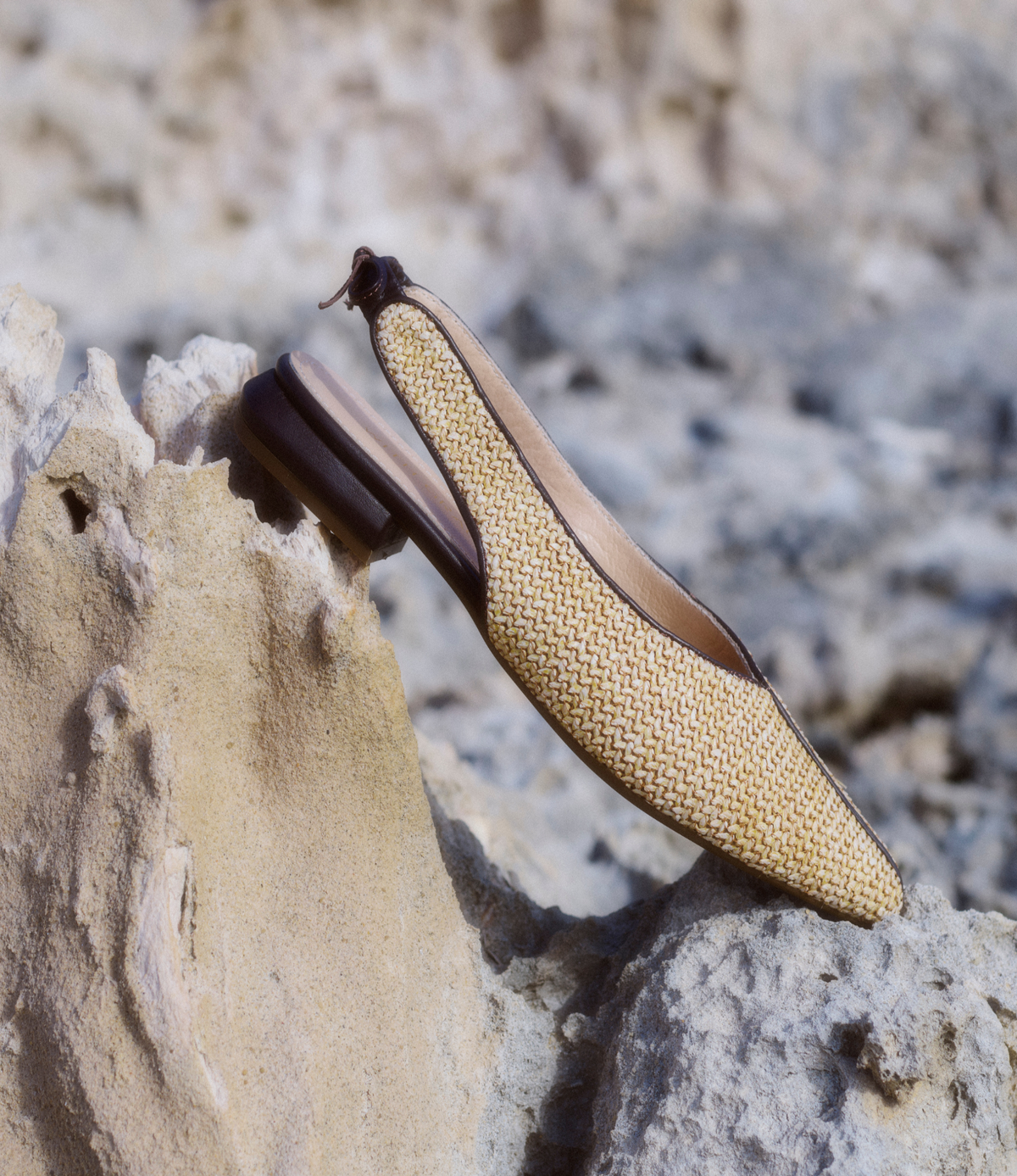 Valentina Raffia/ Brown Leather Flats - WITH GRACE | Shouz