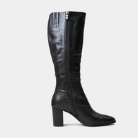 Allouta Black Leather Knee High Boots