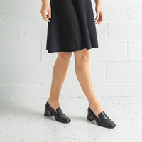 Pavon Black Leather Heeled Loafers