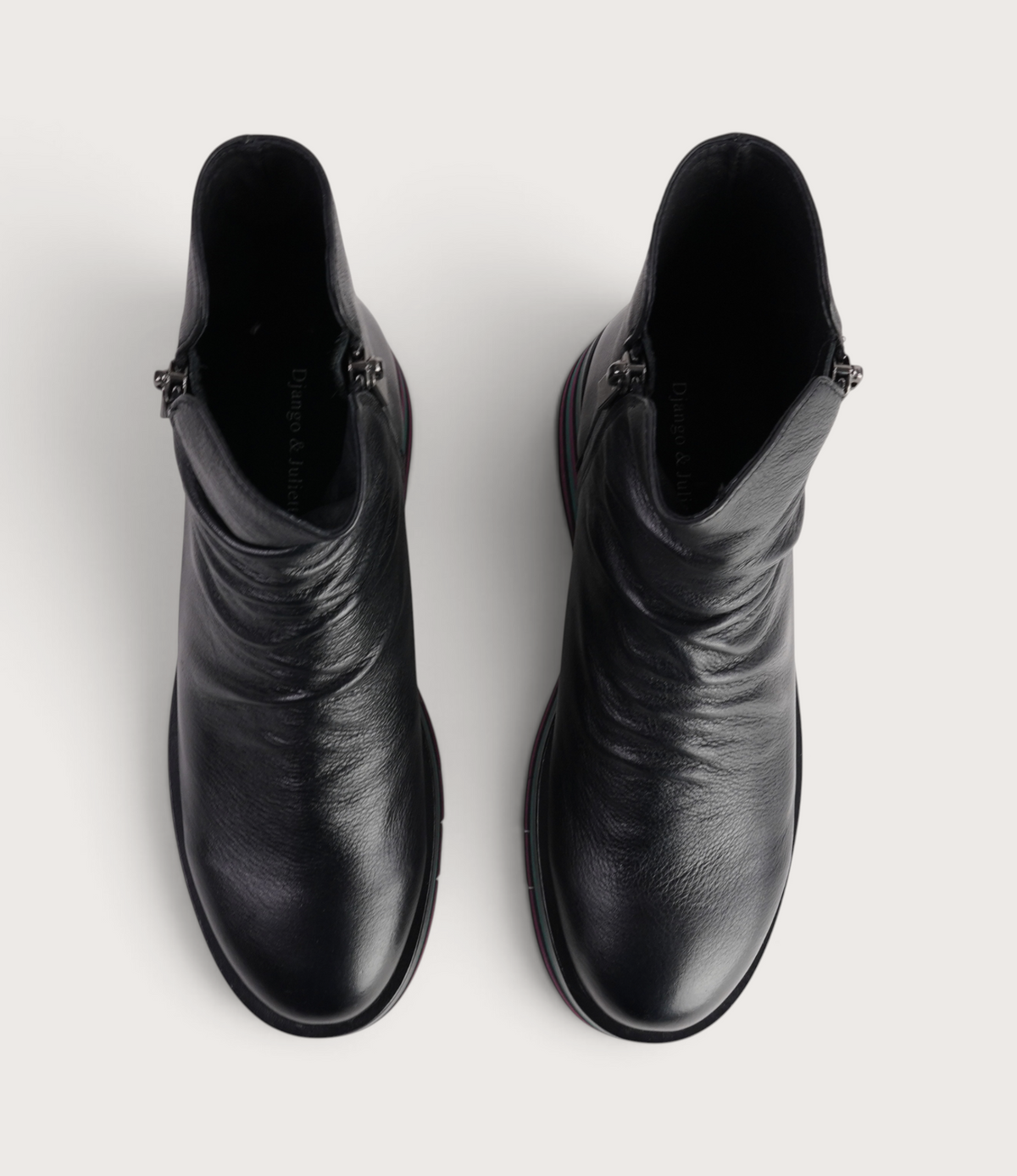 Ganni Black Leather/ Forest and Black Sole Ankle Boots