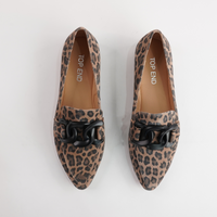 Socoros Camel Leopard Leather Loafers