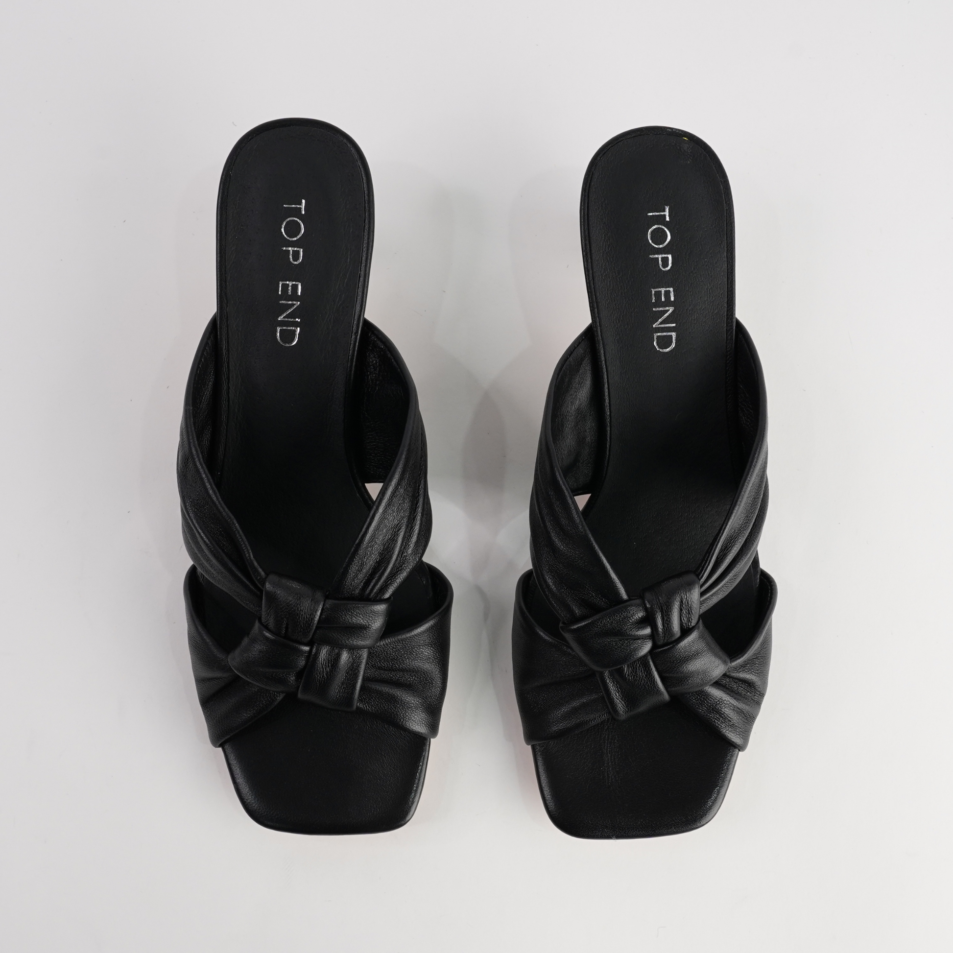 Kineta Black Leather Heels
