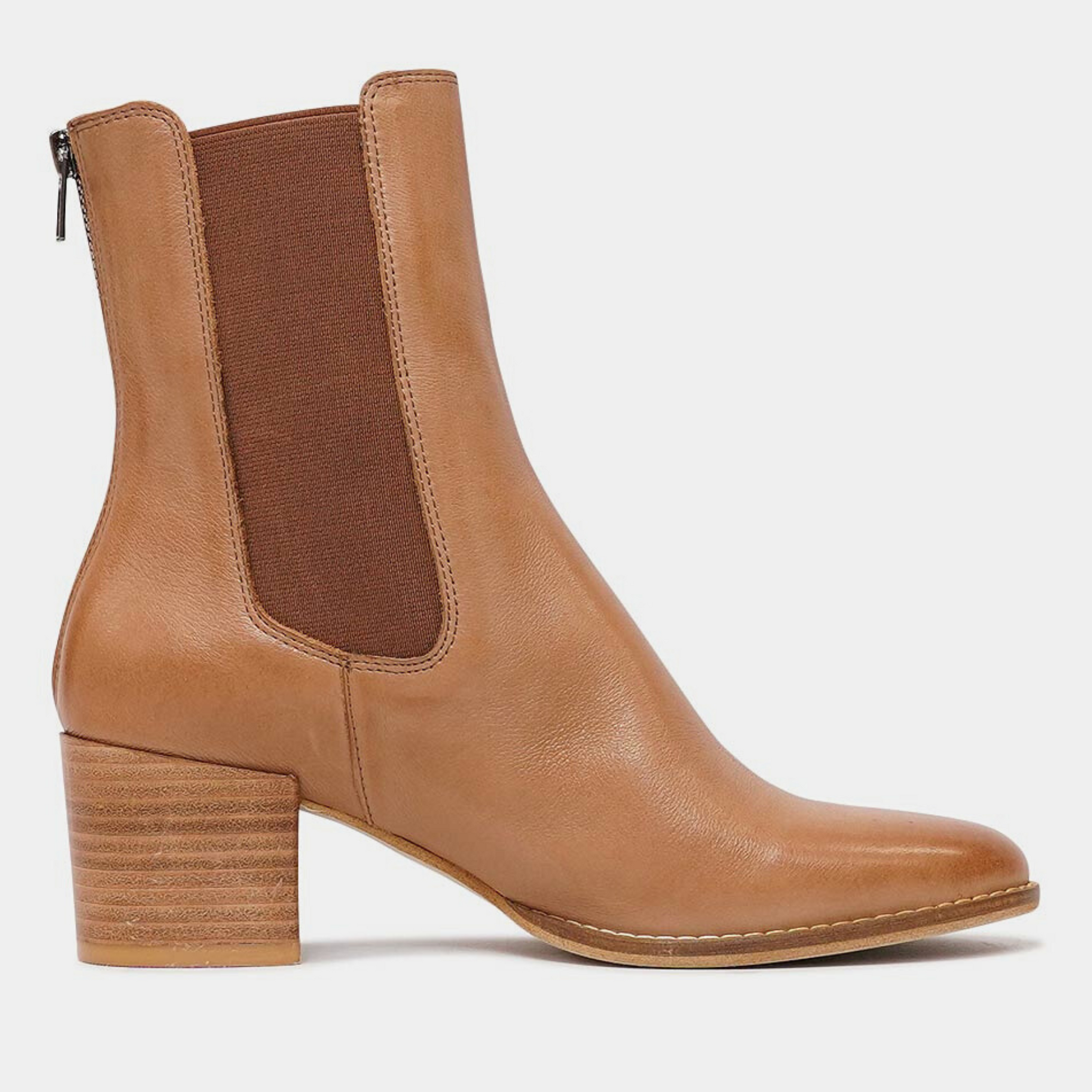 Mycah Cognac Leather Ankle Boots
