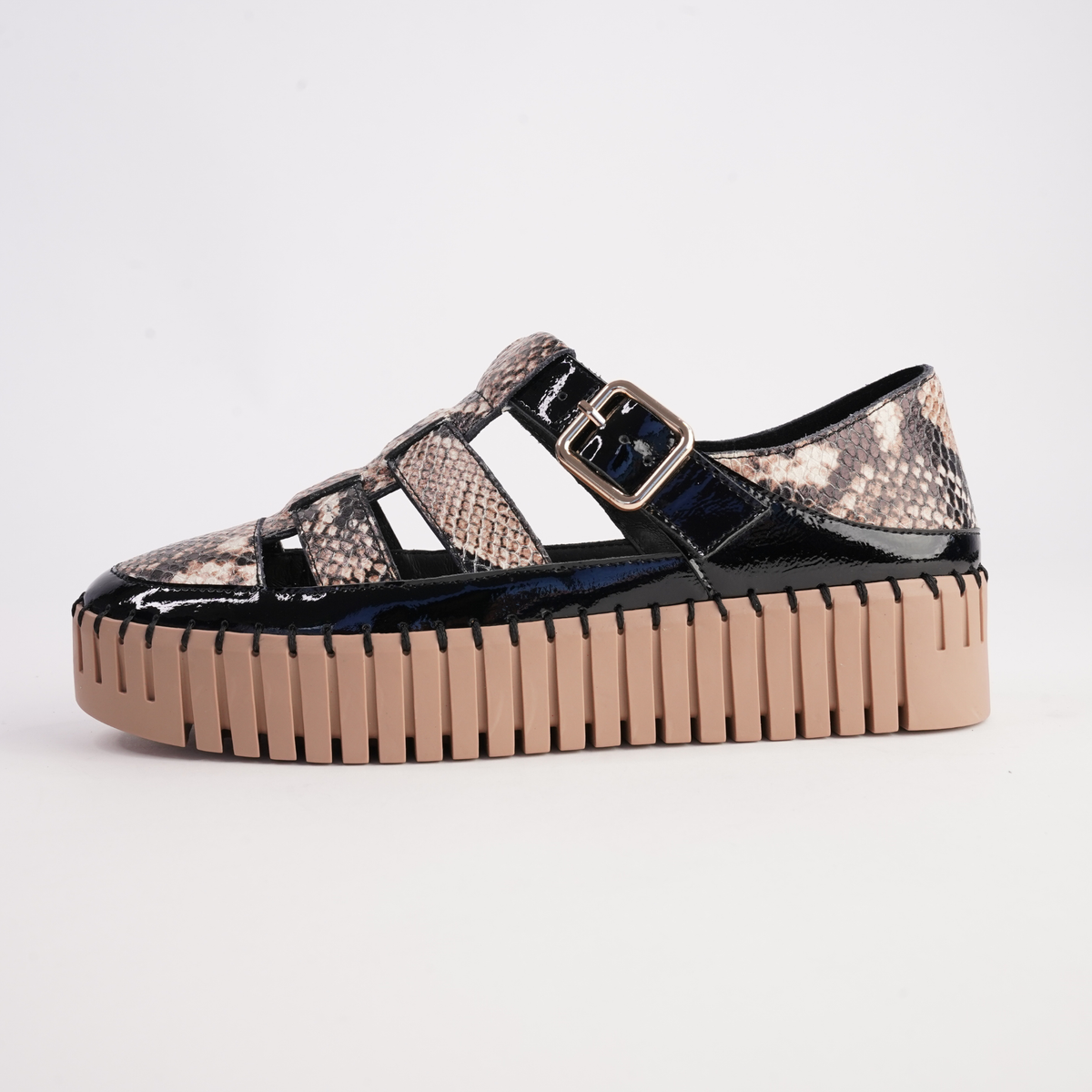 Baytown Black Patent/ Black Snake Caramel Sneakers - DJANGO AND JULIETTE | Shouz