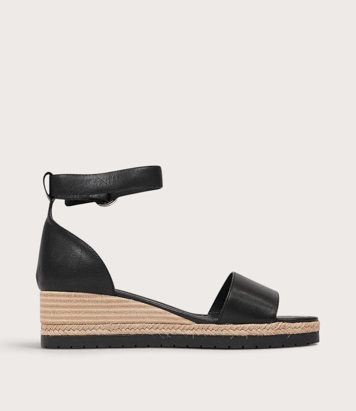Idola Black Leather Wedges