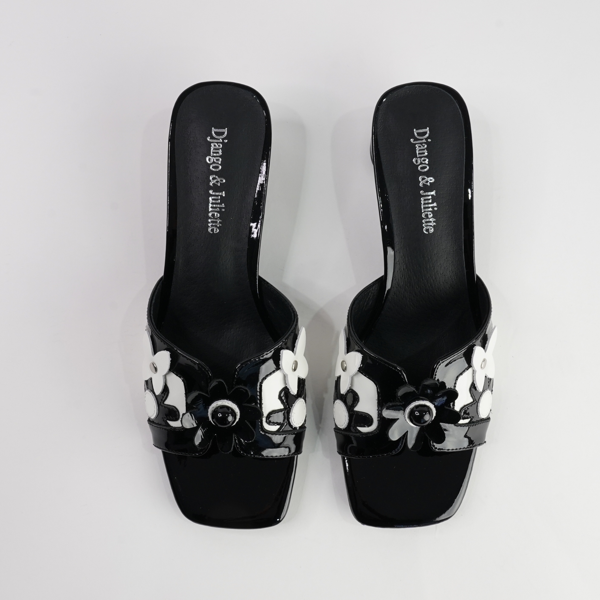 Hetti Black/ White Patent Leather Heels