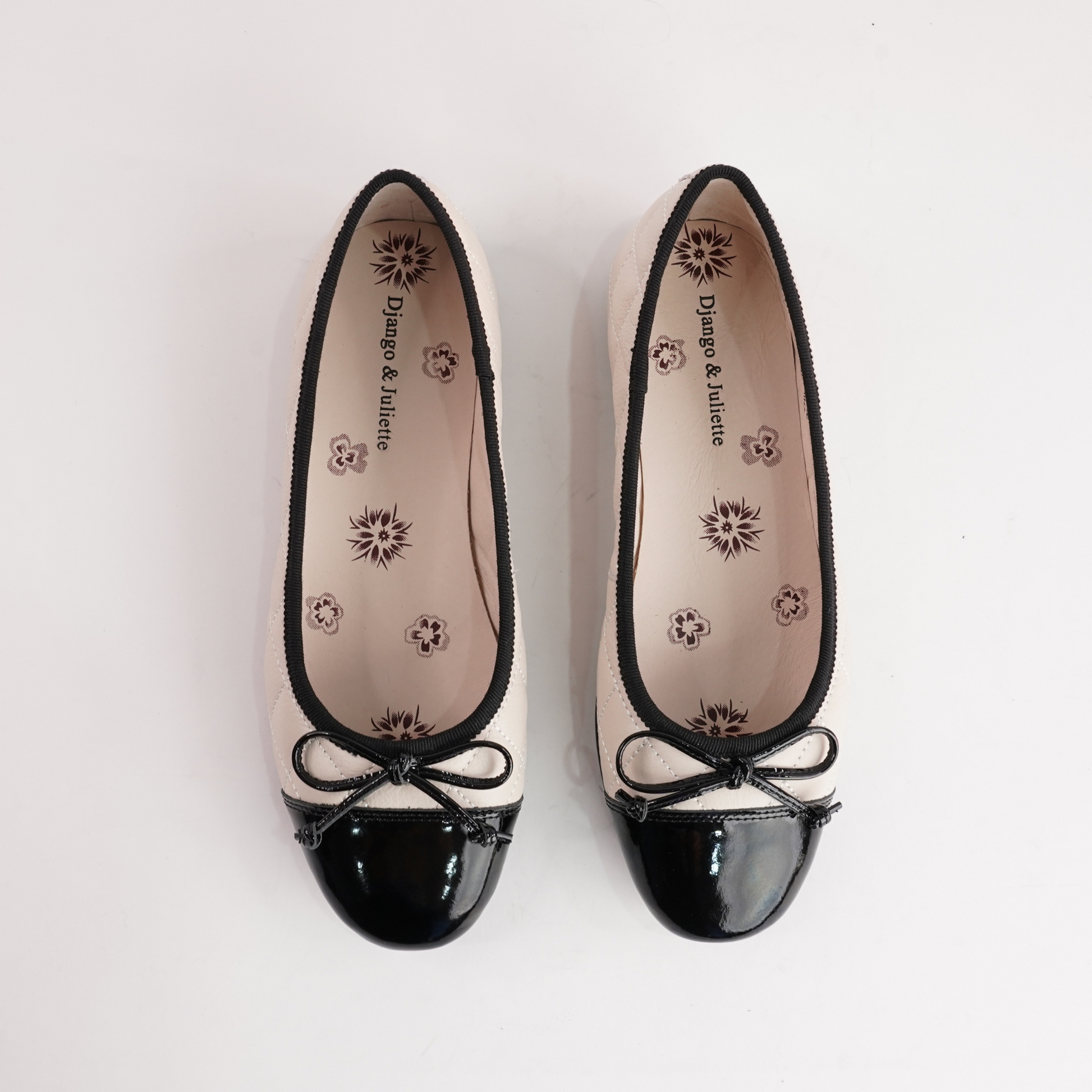 Bookie Black Patent/ Milk Leather Ballet Flats