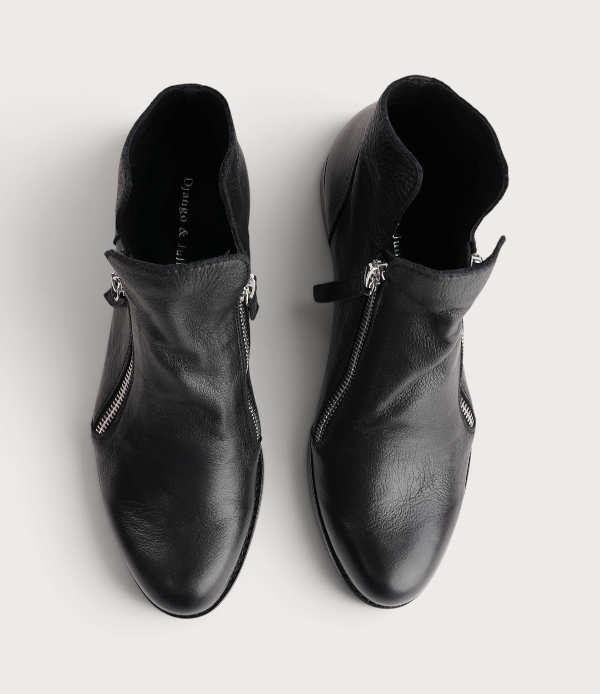 Norys Black/ Black Heel Leather Ankle Boots - DJANGO AND JULIETTE | Shouz