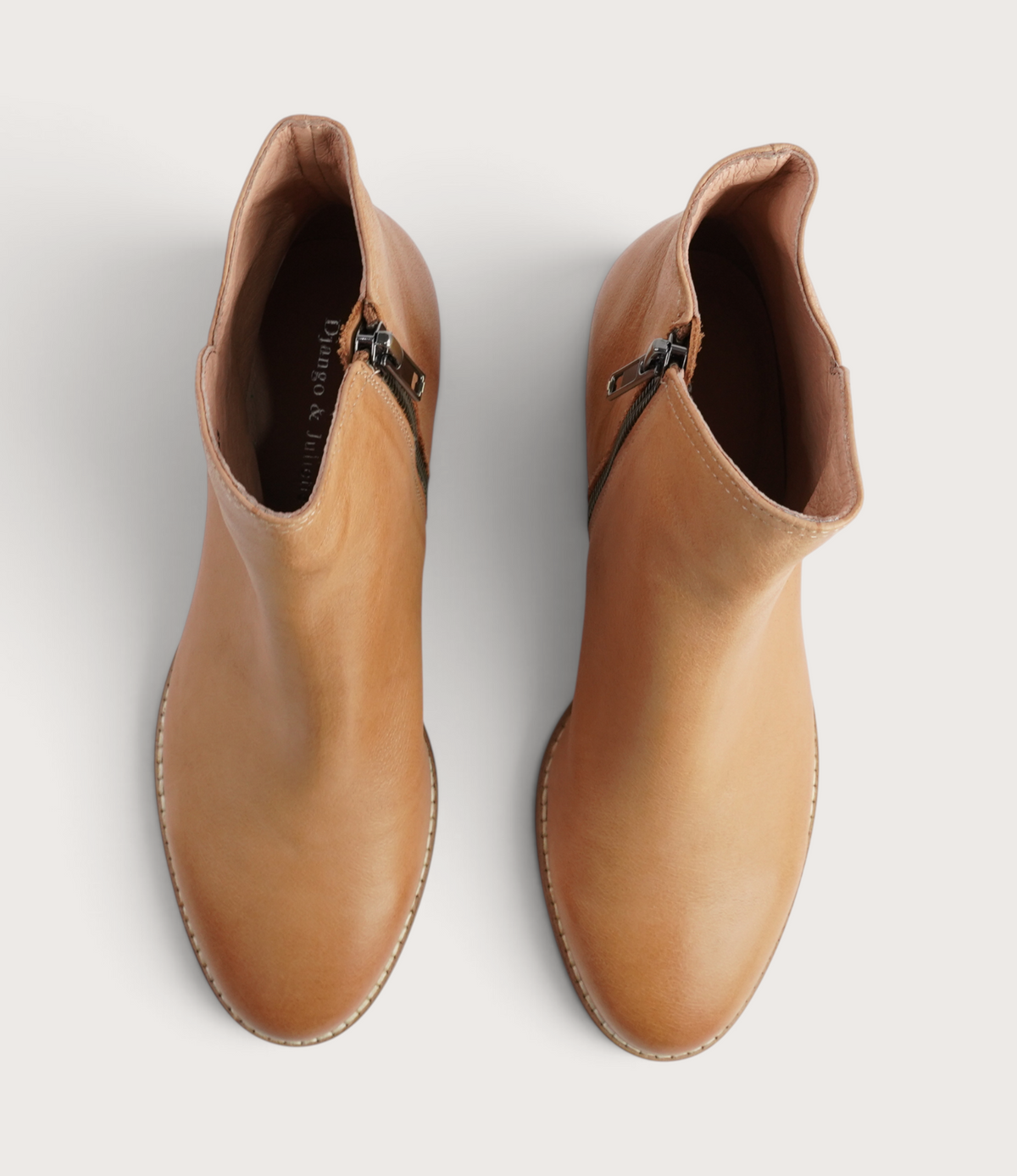 Mockas Dark Tan Leather Ankle Boots