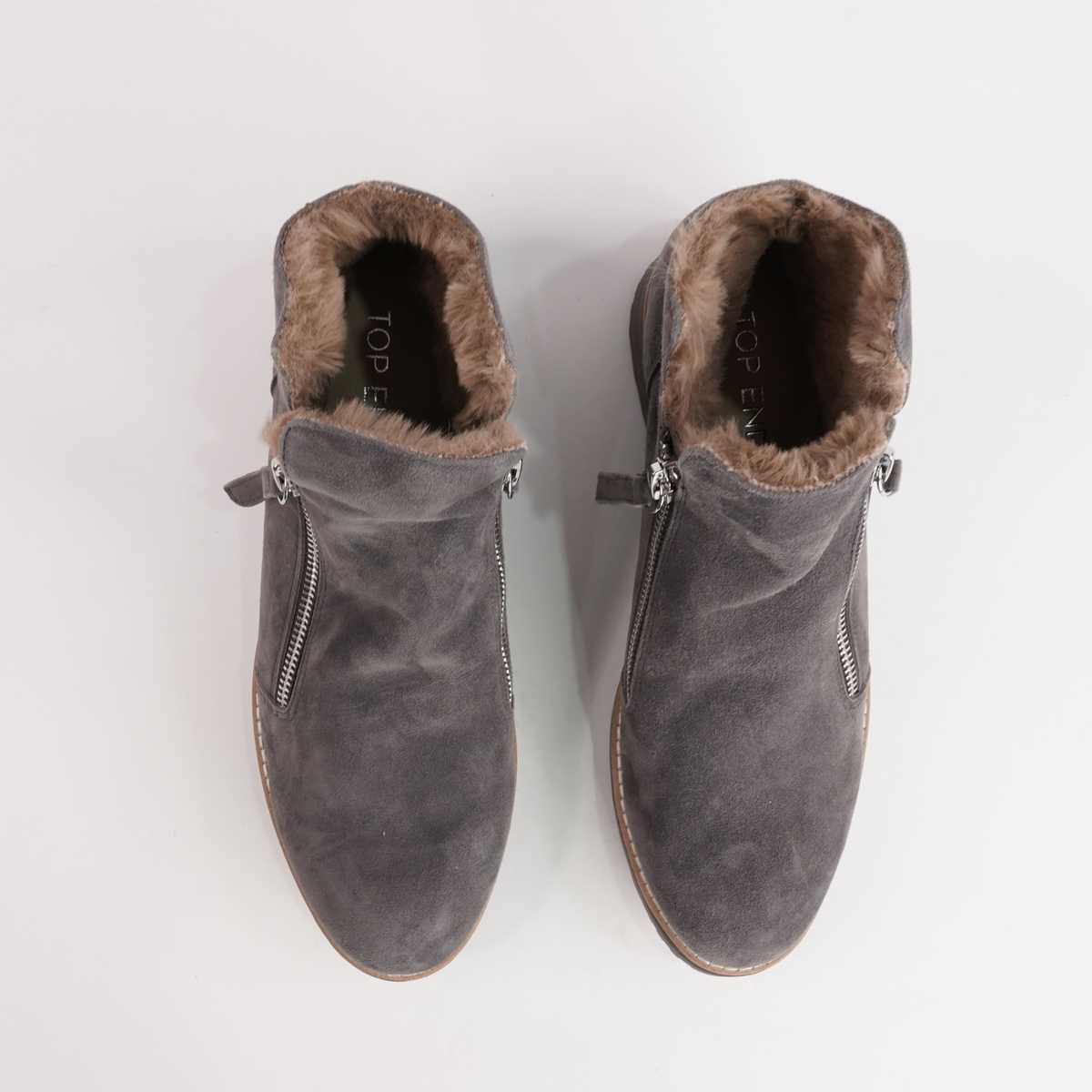 Opal Cocoa Suede/ Taupe Fur Leather Ankle Boots - TOP END | Shouz
