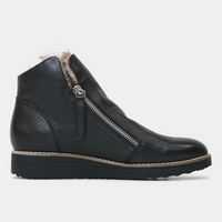 Opal Black Leather/ocelot Fur Ankle Boots
