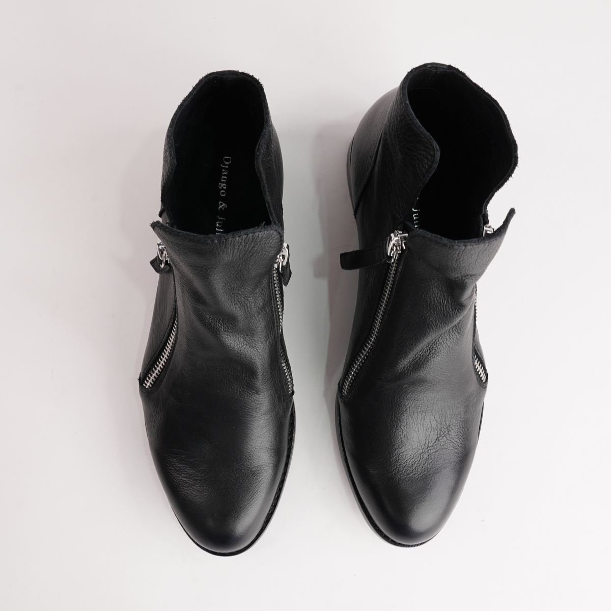 Norys Black/ Black Heel Leather Ankle Boots - DJANGO AND JULIETTE | Shouz