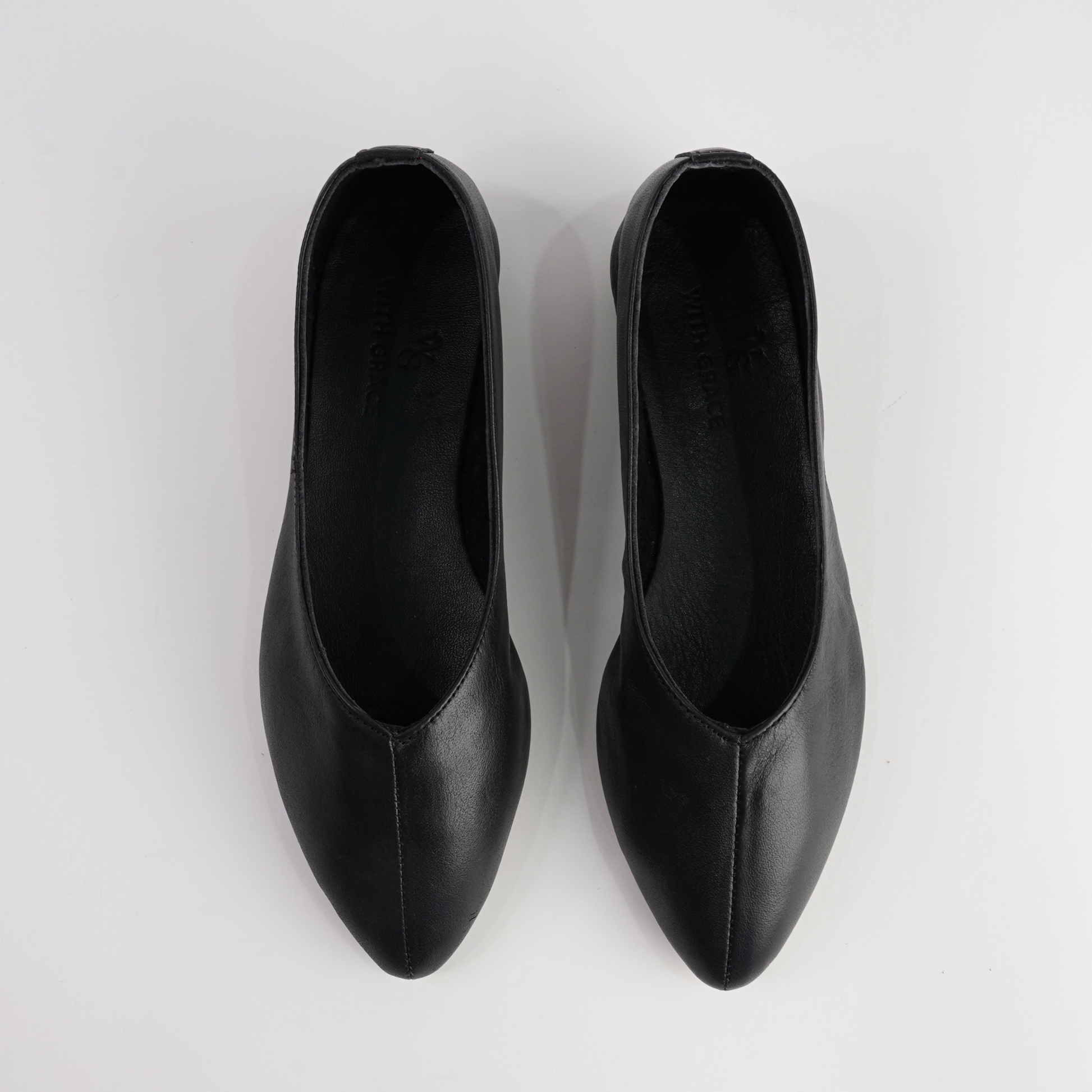 Celeste Black Leather Ballet Flats