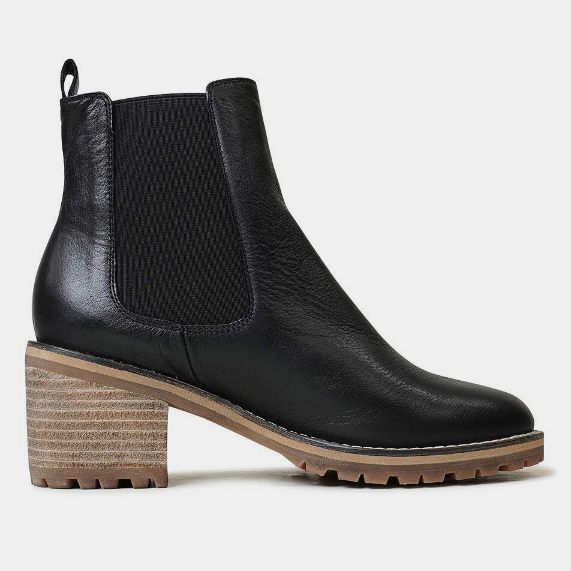 Biscoti Black Leather Ankle Boots