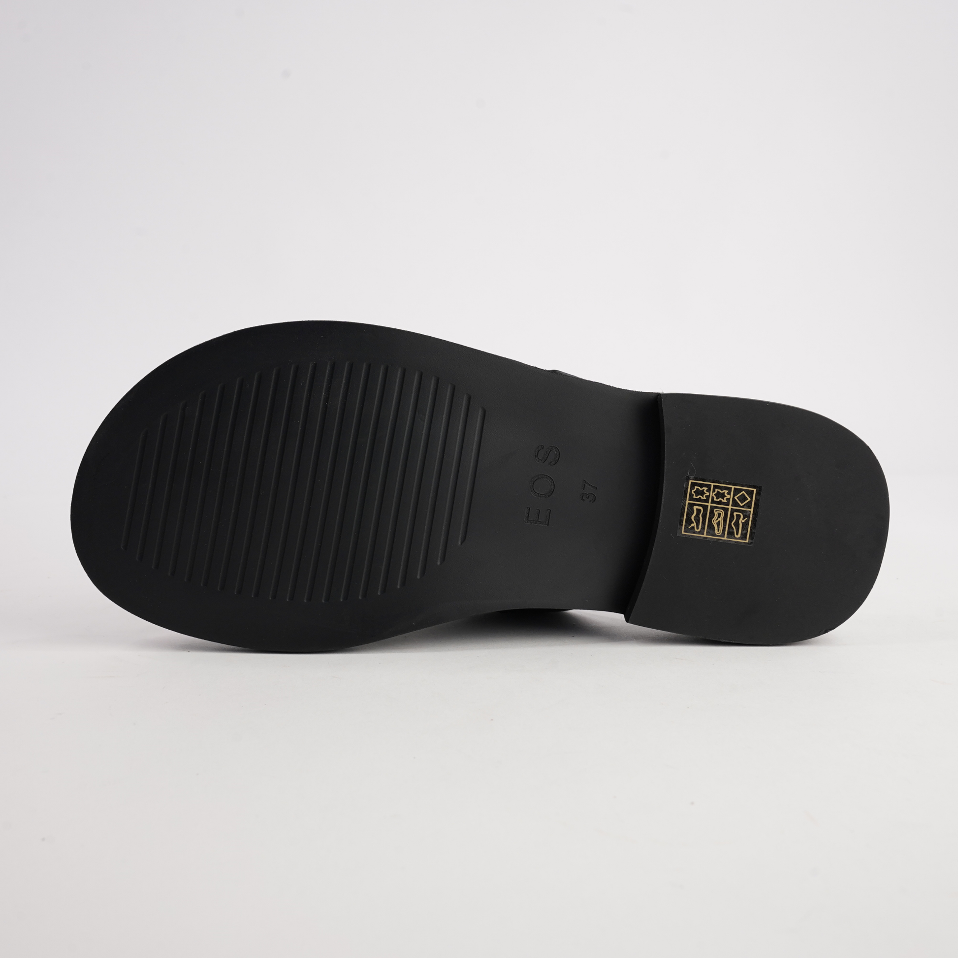 Stary Black Leather Slides