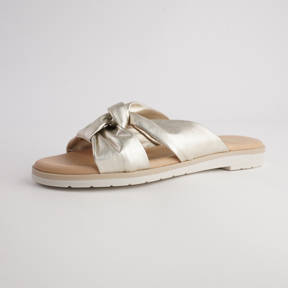 Winona Platino Leather Slides - NU BY NEO | Shouz