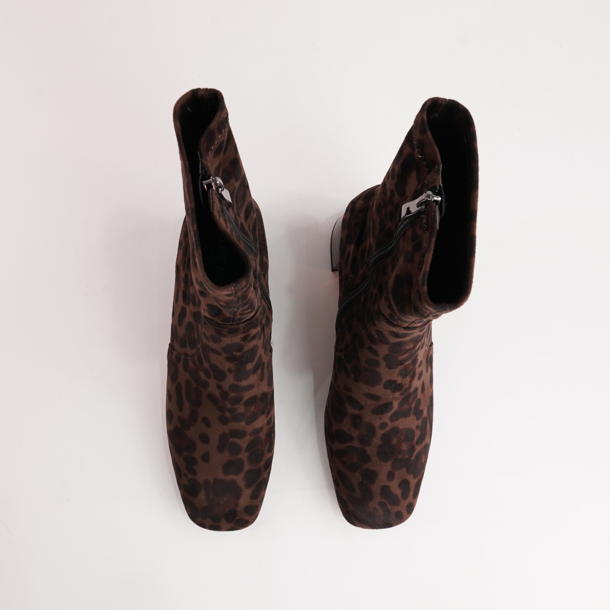 June Brown Leopard Stretch Leather Ankle Boots