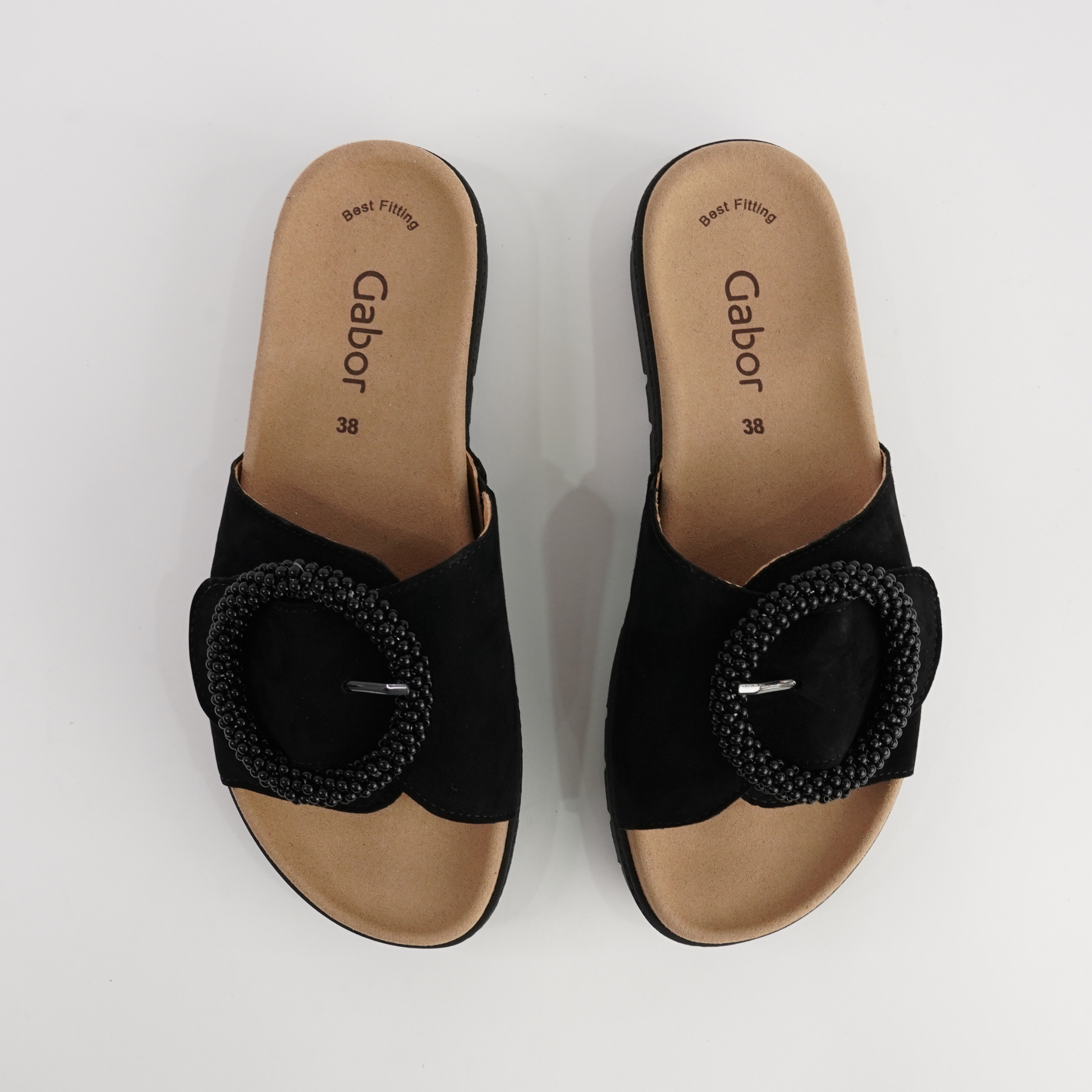 Lucille Black Suede Slides