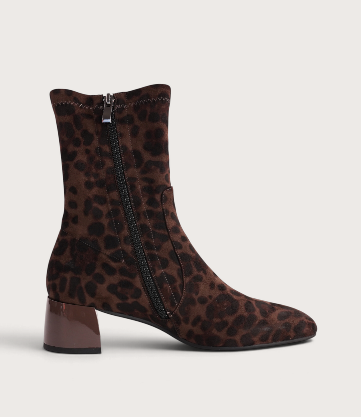 June Brown Leopard Stretch Ankle Boots