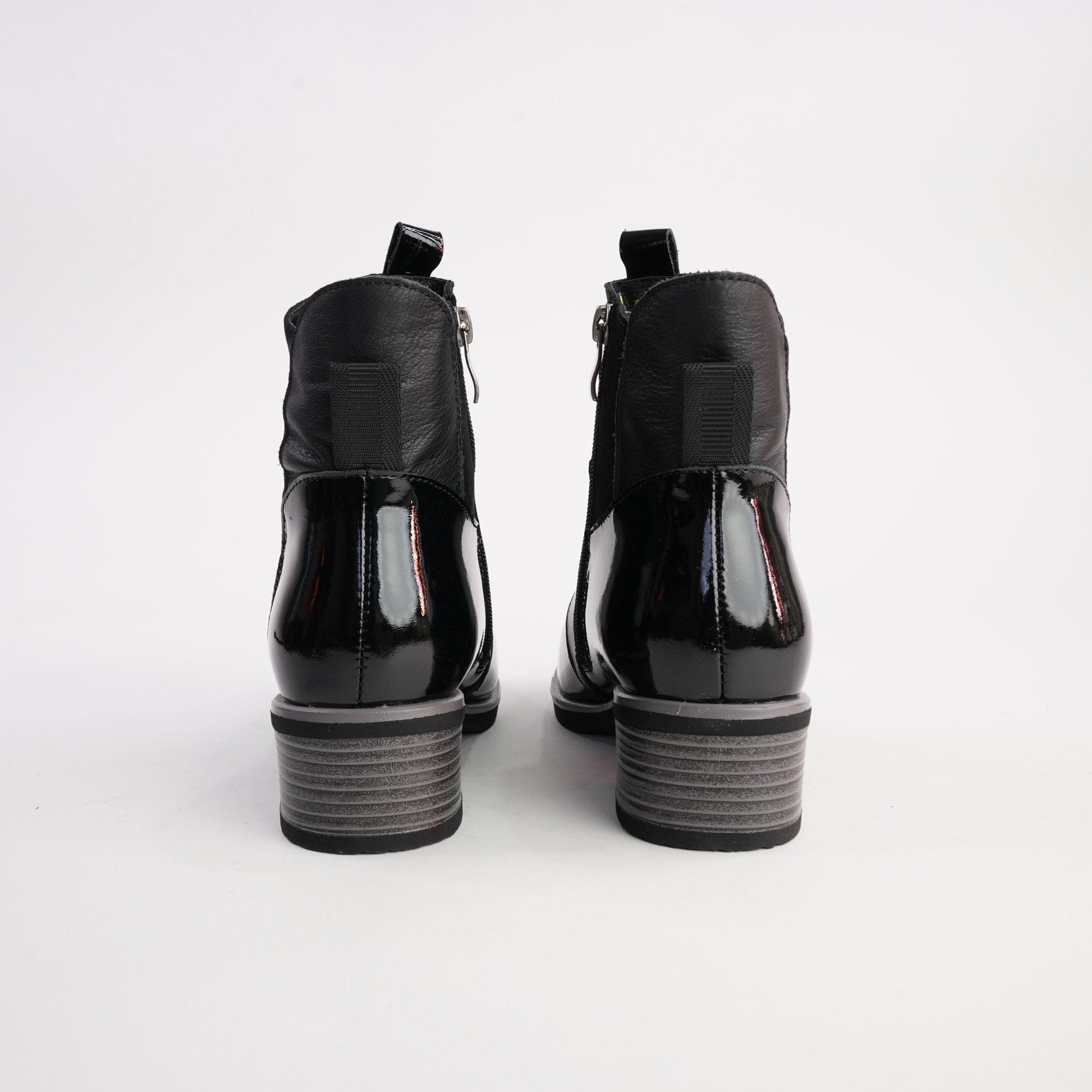 Dread Black Patent/ Black Leather Ankle Boots