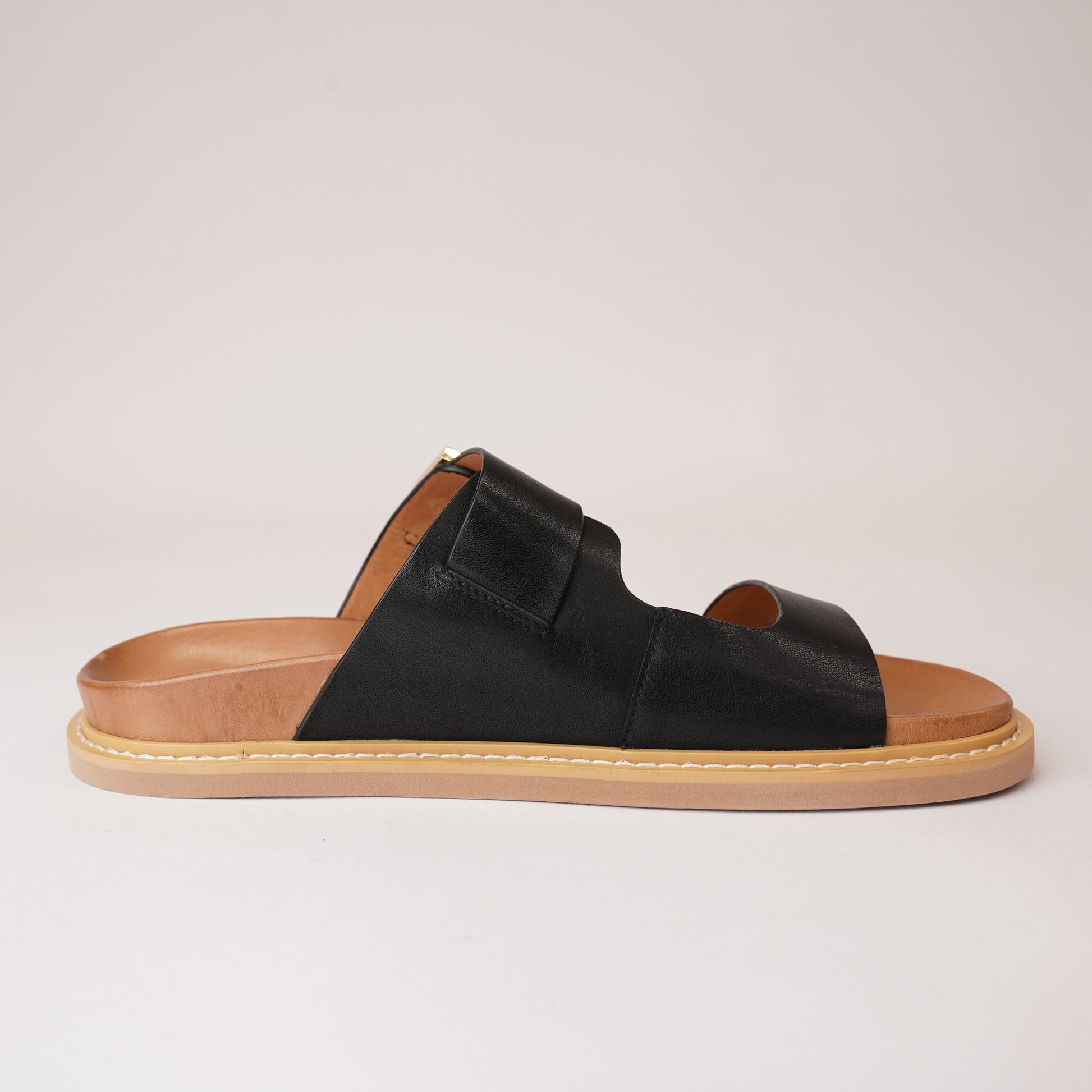 Dedra Black Leather Slides