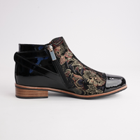 Leart Black Patent/ Black Regal Leather Ankle Boots