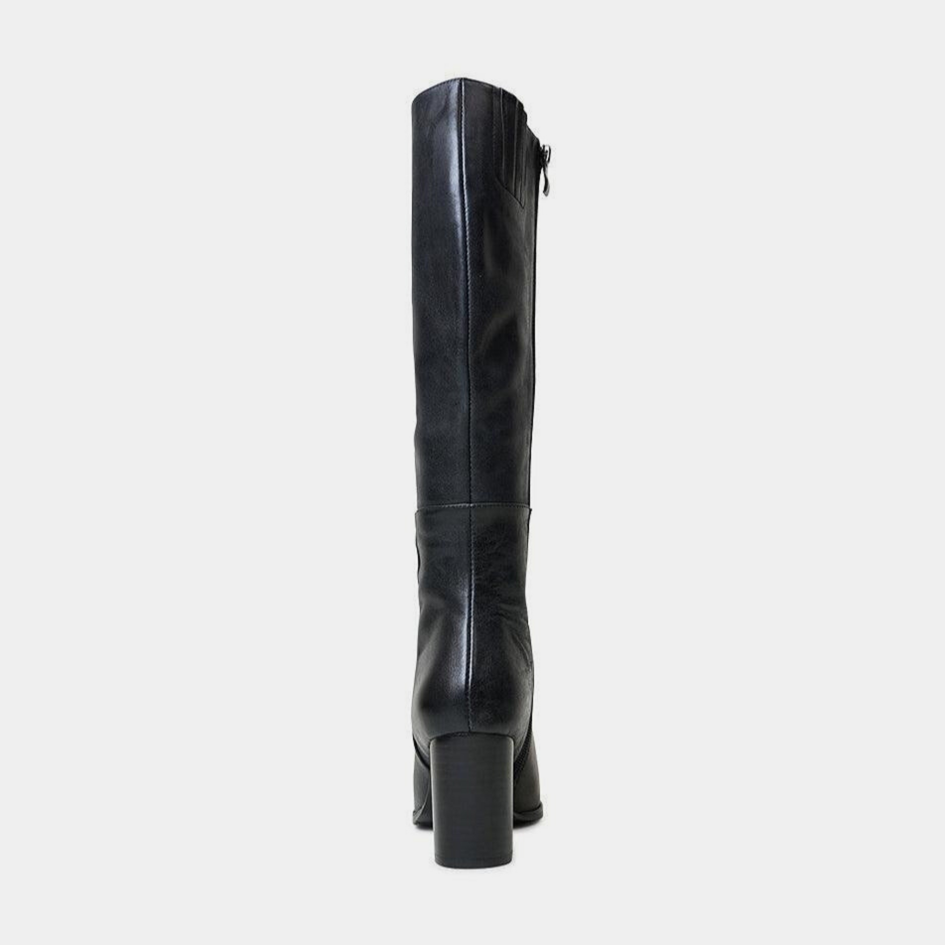 Allouta Black Leather Knee High Boots