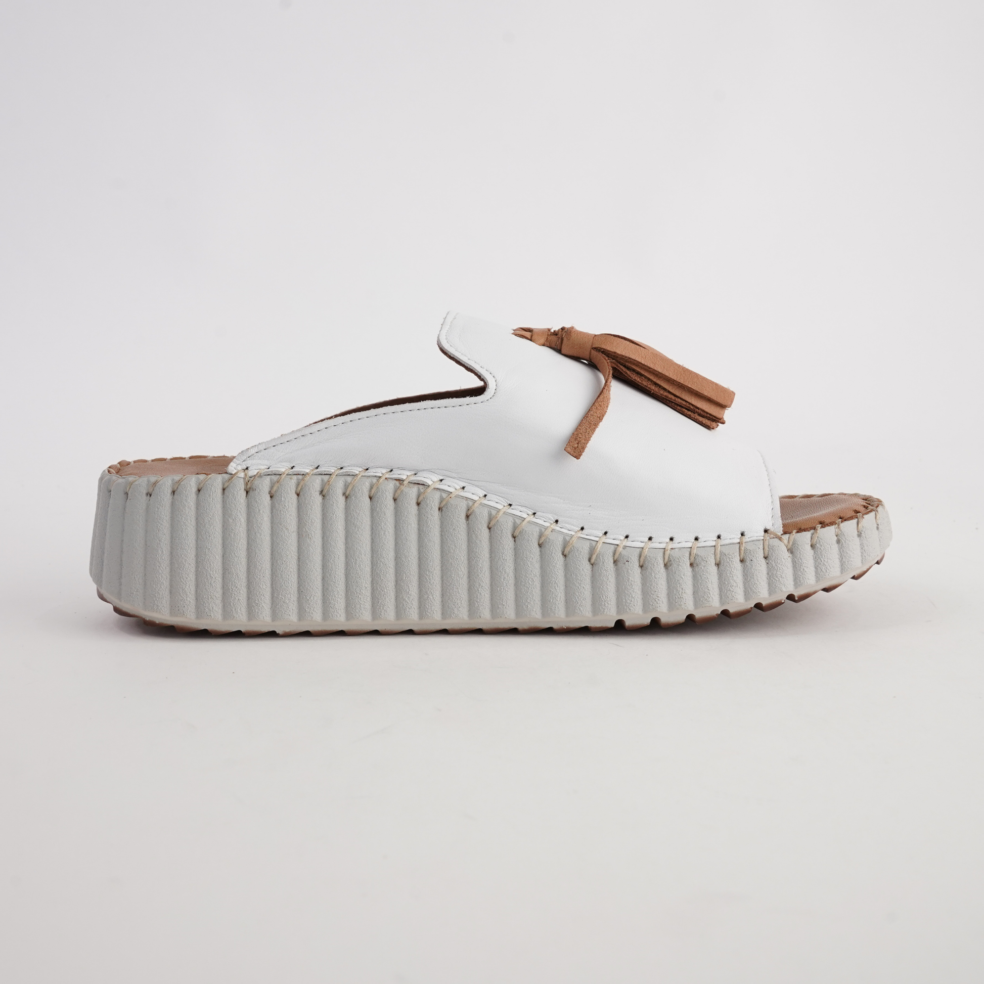 Sonny White/ Coconut Leather Slides