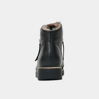 Opal Black Leather/ocelot Fur Ankle Boots