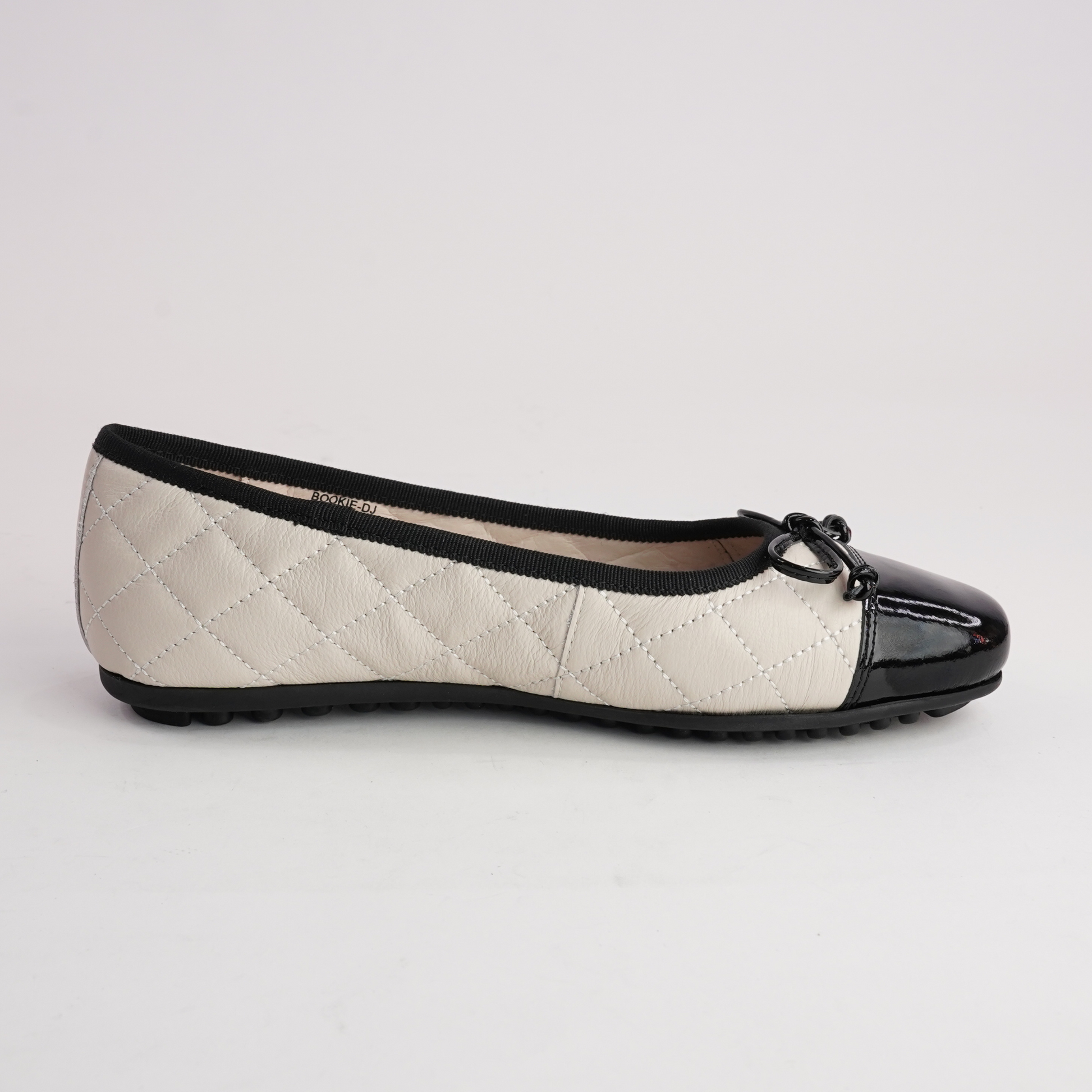 Bookie Black Patent/ Milk Leather Ballet Flats