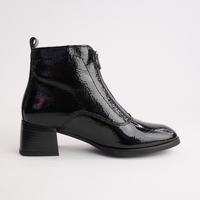 Dora Black Patent Leather Ankle Boots