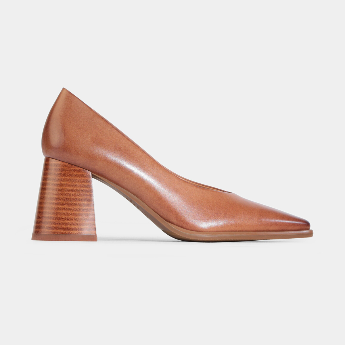 Zanie Pecan Leather Heels - EOS FOOTWEAR | Shouz