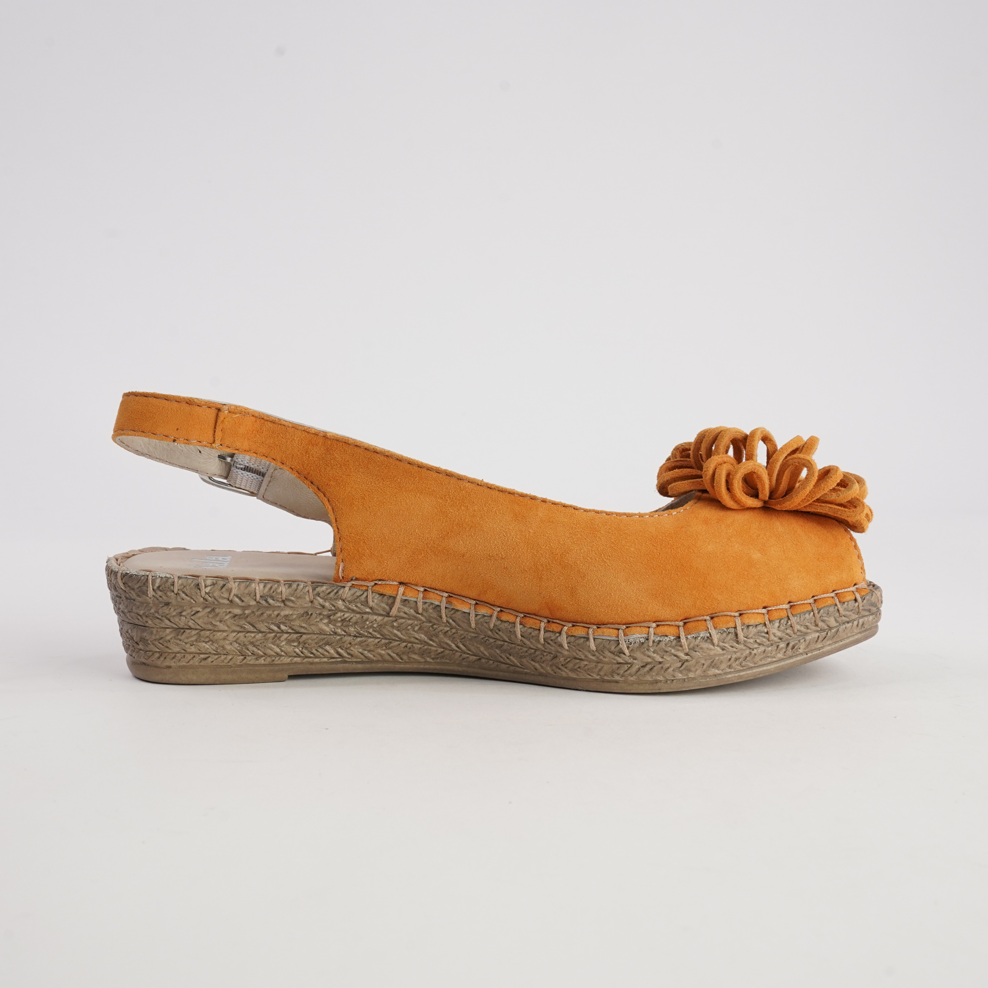 Erica Orange Leather Espadrille Wedges