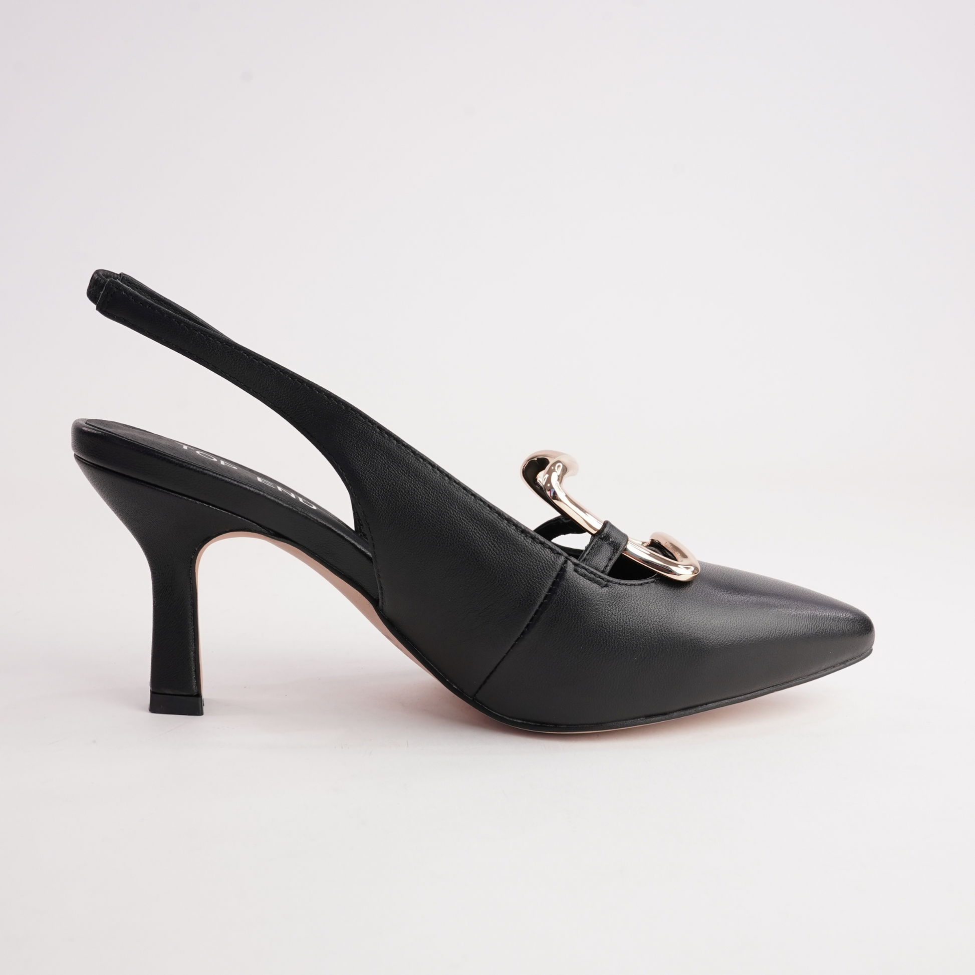 Linky Black Leather Heels