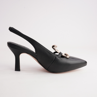 Linky Black Leather Heels
