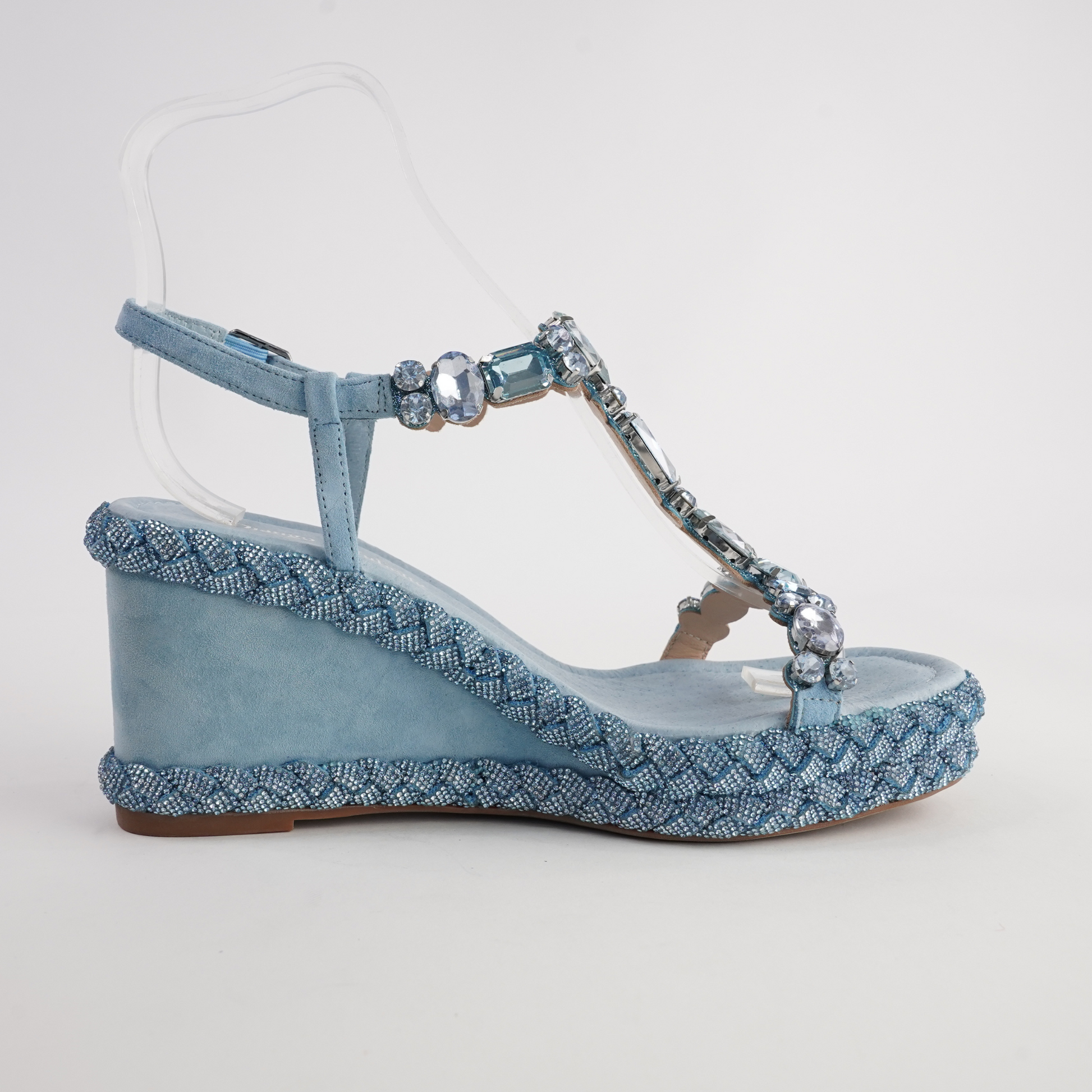 Vontey Denim Suede Wedge Sandals