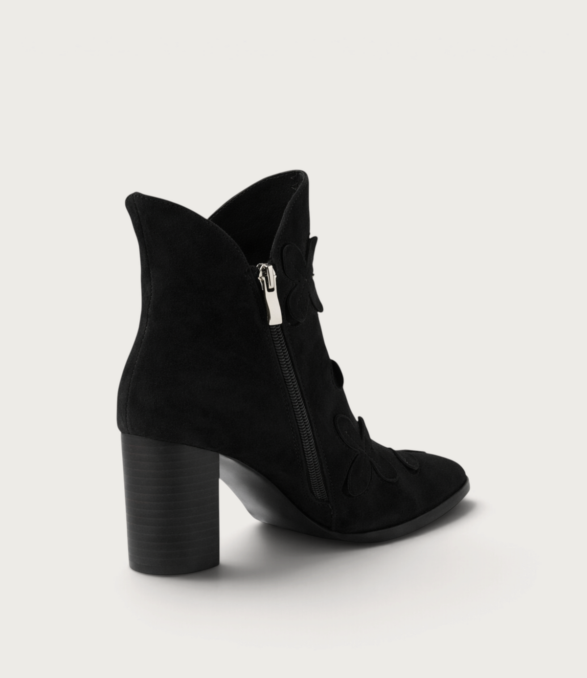 Alderte Black Suede/ Black Heel Ankle Boots