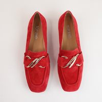 Paydie Red Suede Leather Loafers