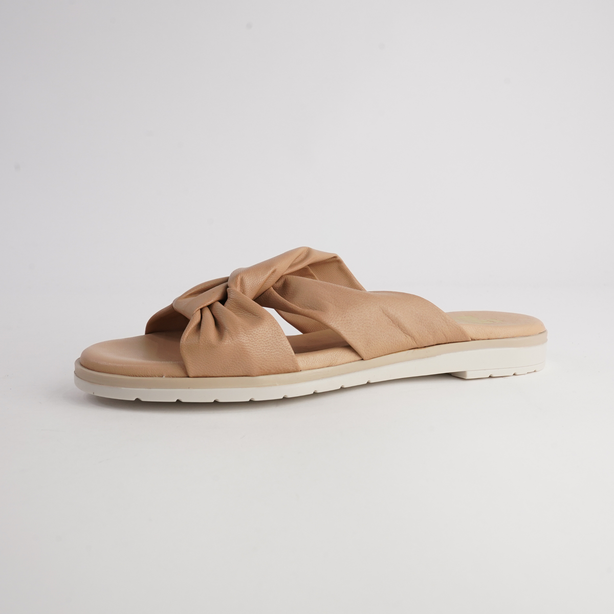 Winona Camel Cab Leather Slides - NU BY NEO | Shouz