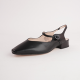 Gleam Black Leather Flats