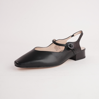 Gleam Black Leather Flats