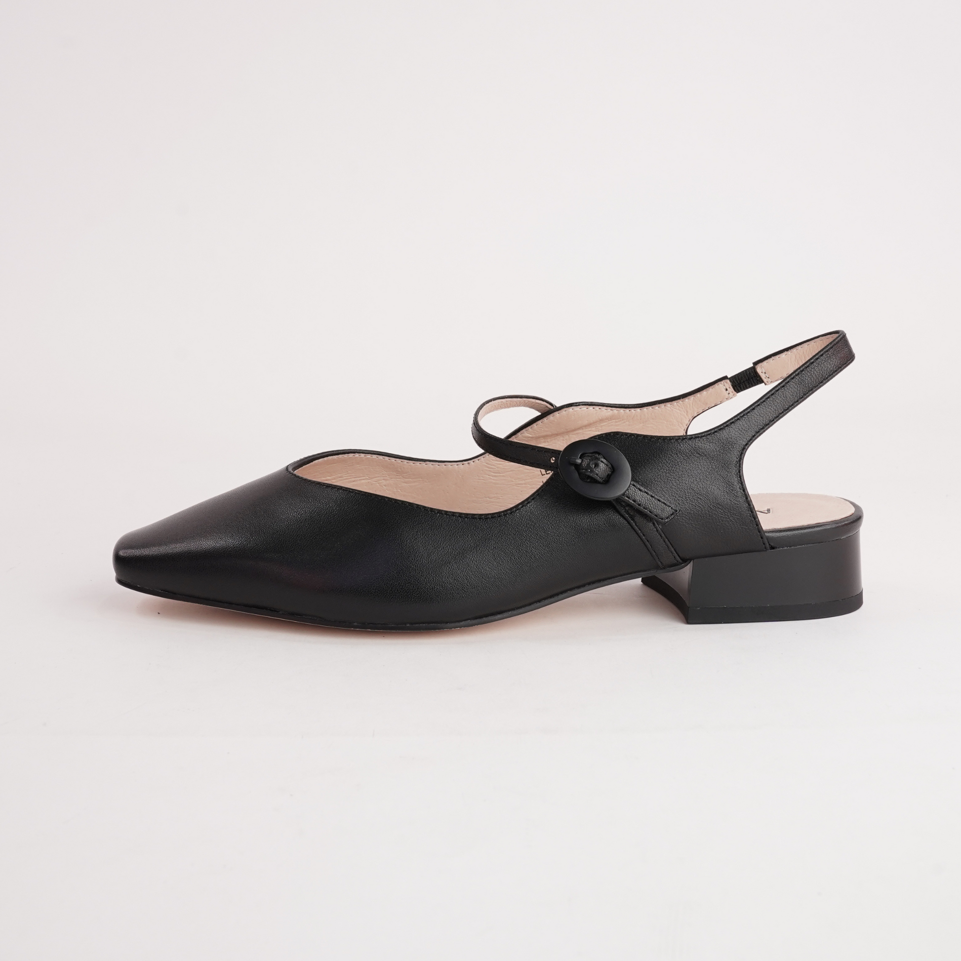 Gleam Black Leather Flats