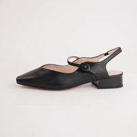 Gleam Black Leather Flats