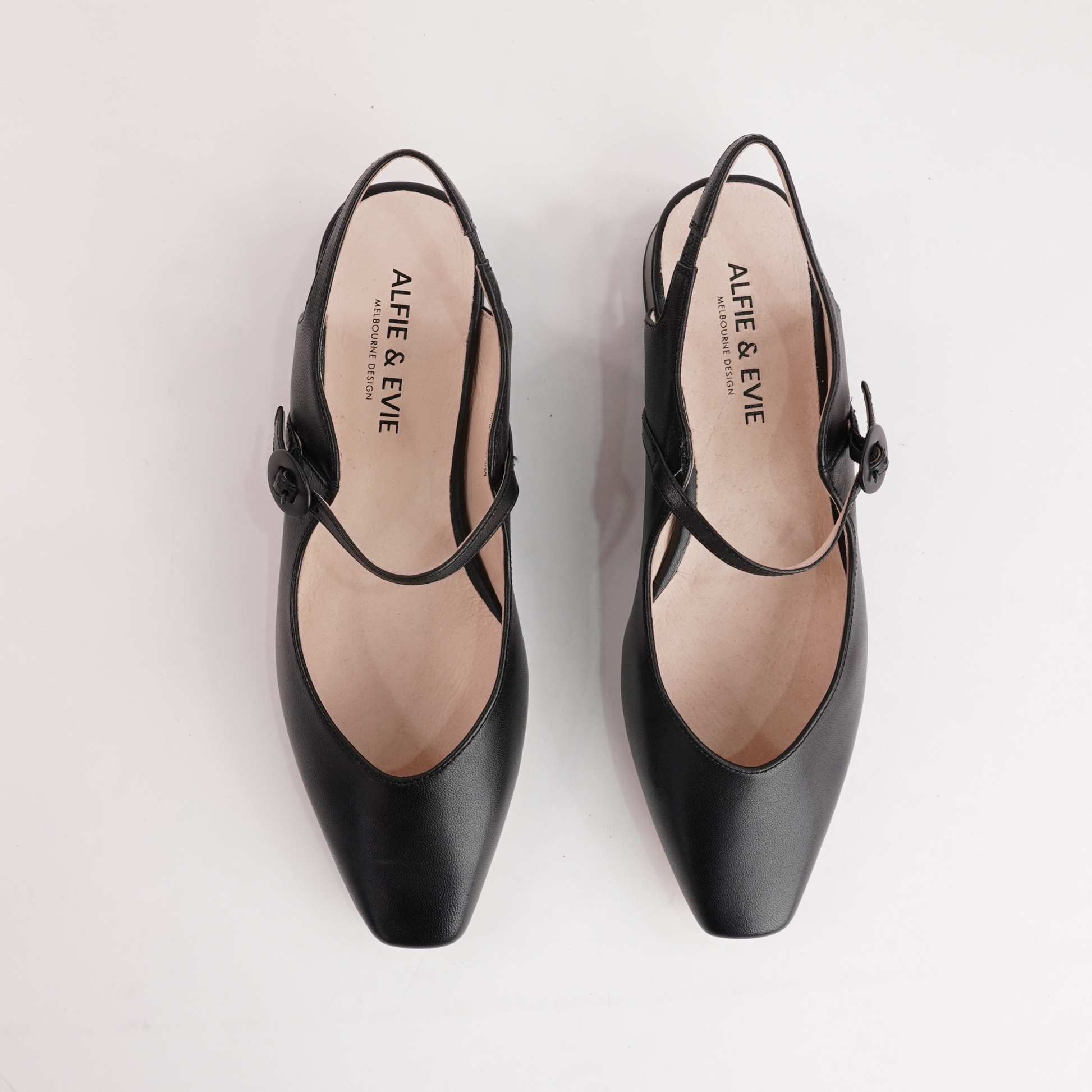 Gleam Black Leather Flats