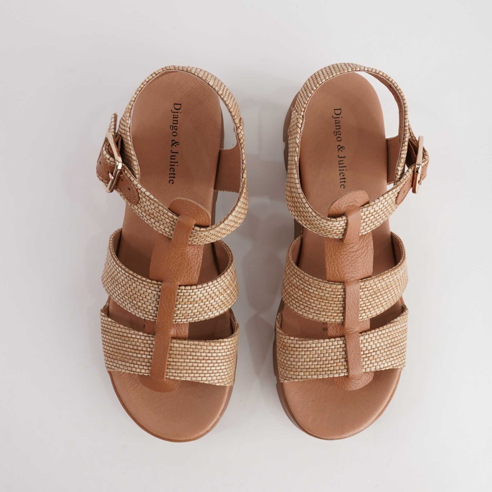 Rhodesy Coffee Raffia/ Dark Tan Leather Sandals