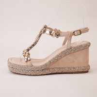 Vontey Latte Suede Wedge Sandals